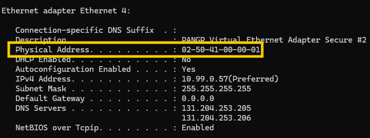 Find MAC Address